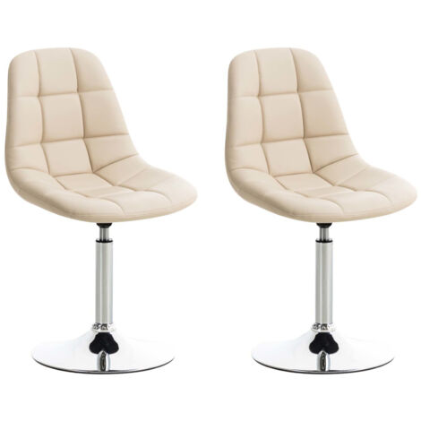 Lot de 2 chaises lounge pivotantes Emil en similicuir avec pied en métal Crème (1/5)