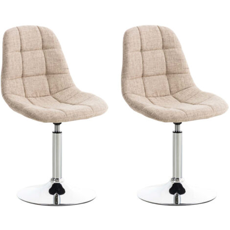 CLP – Lot de 2 chaises lounge Emil en tissu – Dossier haut rembourré – Support métal chromé – Siège pivotant 360° – Surface facile à entretenir (1/5)