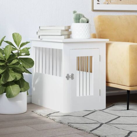 Vidaxl – Meuble de cage pour chien blanc 45x62x59 cm – Bois d'ingénierie avec porte verrouillable – Design aéré pour circulation d'air