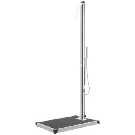 Douche de jardin avec base gris 225 cm Acier inoxydable (1/5)