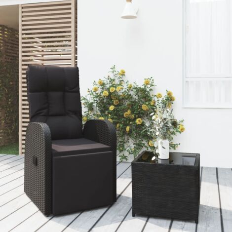 vidaXL 2 Piece Garden Lounge Set Black Poly Rattan&Steel (1/5)