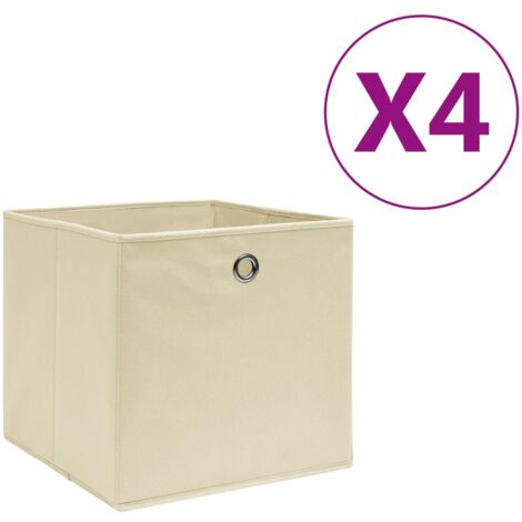Boîtes de rangement 4 pcs Tissu intissé 28x28x28 cm Crème vidaXL