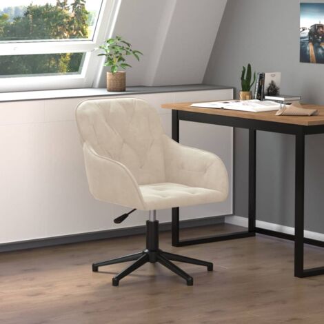 Vidaxl – Chaise de bureau pivotante crème en velours – Hauteur réglable 72-80 cm – Pivotement 360° – Largeur 41 cm – Poids max 110 kg (1/6)