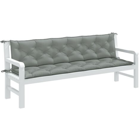 Coussins de banc de jardin lot de 2 gris clair mélangé tissu vidaXL