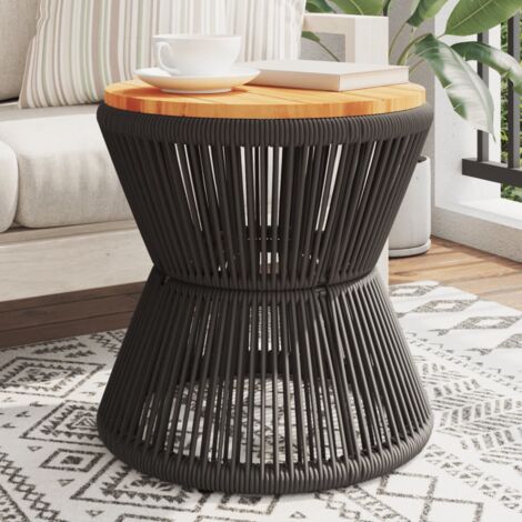 vidaXL Coffee Table with Wire Base Black Ø 45x44 cm Solid Wood Acacia (1/5)