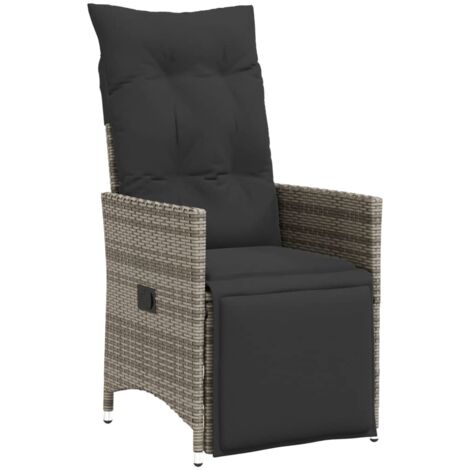 Chaise inclinable de jardin avec coussins gris résine tressée vidaXL