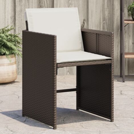 vidaXL Garden Chairs with Cushions 4 pcs Brown Poly Rattan (1/5)
