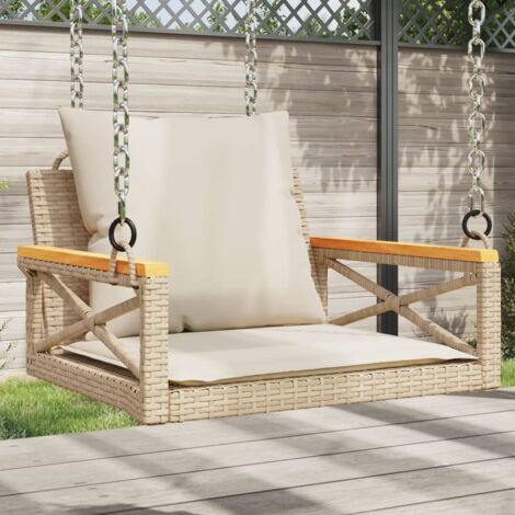 Balancelle avec coussins beige 63x62x40 cm résine tressée vidaXL