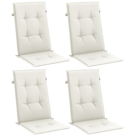 Vidaxl – Coussins de chaise à dossier haut lot de 4 – 120 x 50 x 4 cm – Tissu polyester crème mélangé – Rembourrage en fibre de mousse