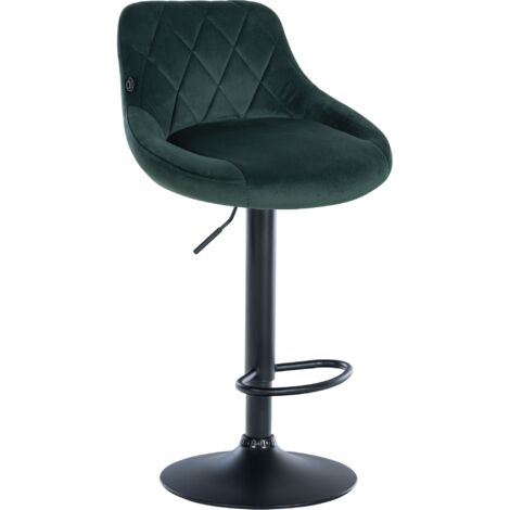 Tabouret de bar Lazio en velours avec pied en métal Vert foncé Noir (1/5)