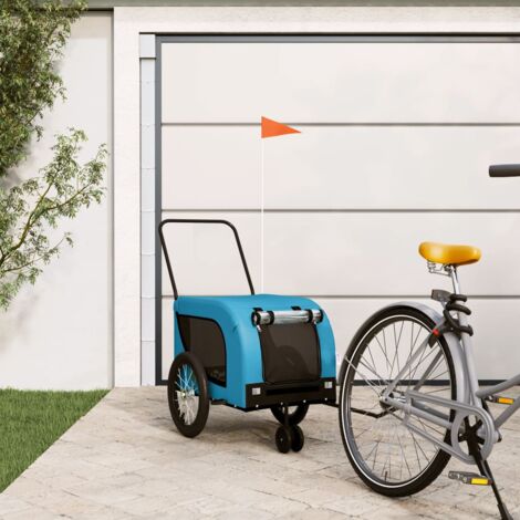 Remorque de vélo pour animaux de compagnie bleu et noir vidaXL