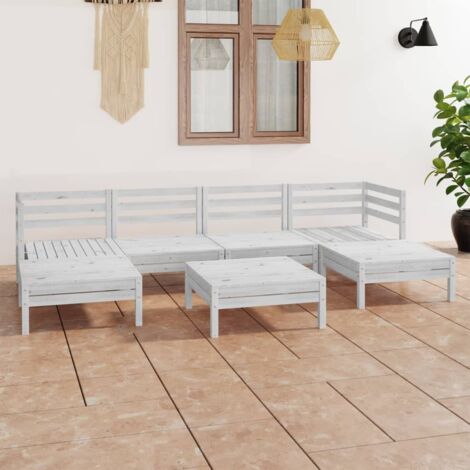 vidaXL 7 Piece Garden Lounge Set White Solid Wood Pine (806578+806598x2) (1/5)