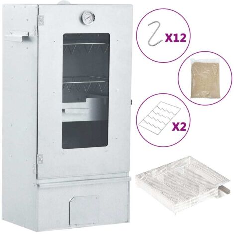 vidaXL BBQ Oven Smoker with Cold Smoke Generator Galvanised Steel (1/5)
