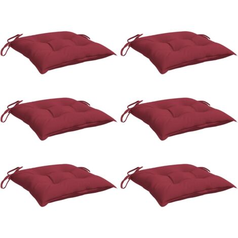 vidaXL Chair Cushions 6 pcs Wine Red 40x40x7 cm Oxford Fabric