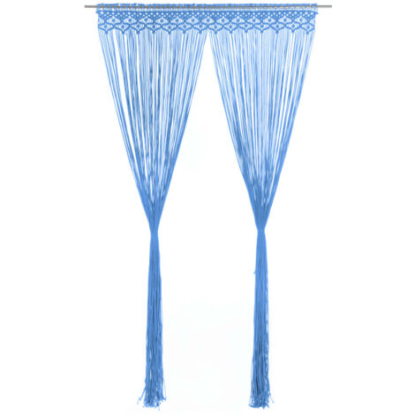 vidaXL Macrame Curtain Blue 140x240 cm Cotton