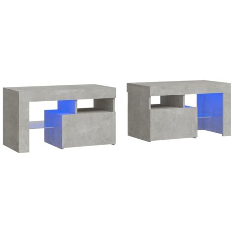 vidaXL Bedside Cabinets 2 pcs with LED Lights Concrete Grey 70x36,5x40 cm (1/5)