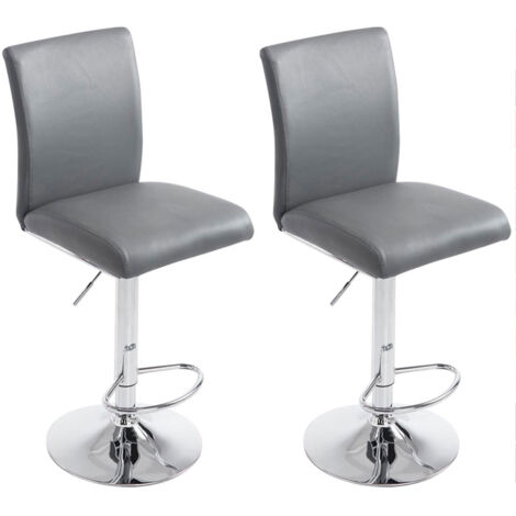 Lot de 2 tabourets de bar Köln similicuir Gris (1/5)