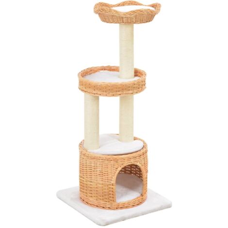 vidaXL Arbre à chat avec griffoir en sisal Naturel Bois de saule (1/5)