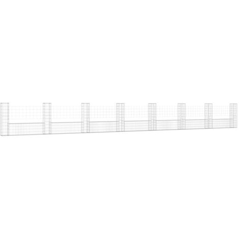 Panier de gabion en forme de U avec 8 poteaux Fer 860x20x100 cm vidaXL