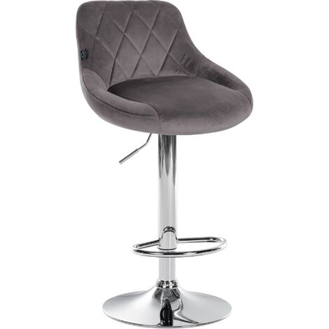 Tabouret de bar Lazio en velours avec pied en métal Gris Chrome (1/5)