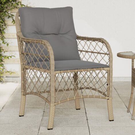 vidaXL Garden Chairs with Cushions 2 pcs Mix Beige Poly Rattan (1/5)
