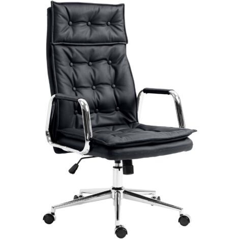 Chaise de bureau Sotira en cuir véritable Noir