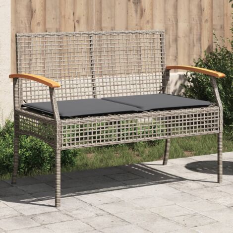 Banc de jardin avec coussin gris résine tressée et acacia vidaXL