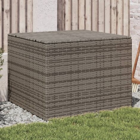 Vidaxl – Coffre de jardin gris 291L – Résine tressée résistante aux intempéries – Dimensions 80x75x59 cm – Sac intérieur amovible