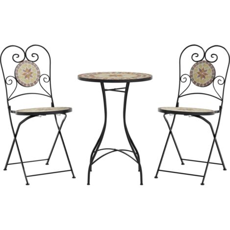 Ensemble de bistro mosaïque terre cuite blanc fer et céramique vidaXL (1/5)
