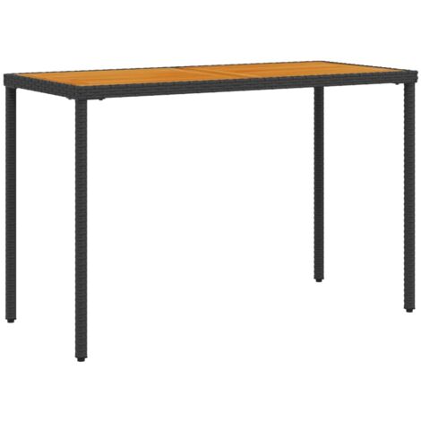 Vidaxl – Table de jardin en poly rotin avec dessus en acacia – Dimensions 115x54x74 cm – Résistante aux intempéries – Pour professionnels et terrasses