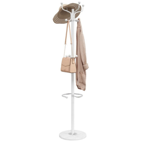 Porte-manteau avec porte-parapluie blanc fer enduit de poudre vidaXL (1/5)