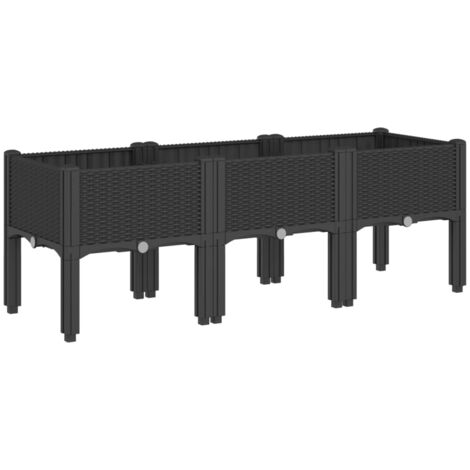 Vidaxl – Jardinière surélevée en polypropylène noir 120x40x42 cm – Design rotin – Capacité généreuse pour plantes grimpantes – Drainage optimal (1/5)
