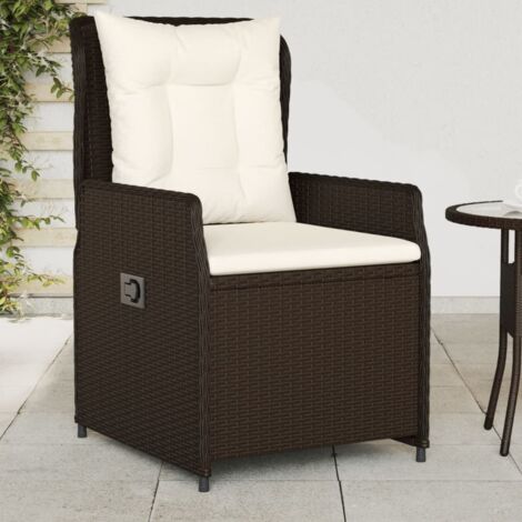 vidaXL Reclining Garden Chairs 2 pcs Brown Poly Rattan (1/6)