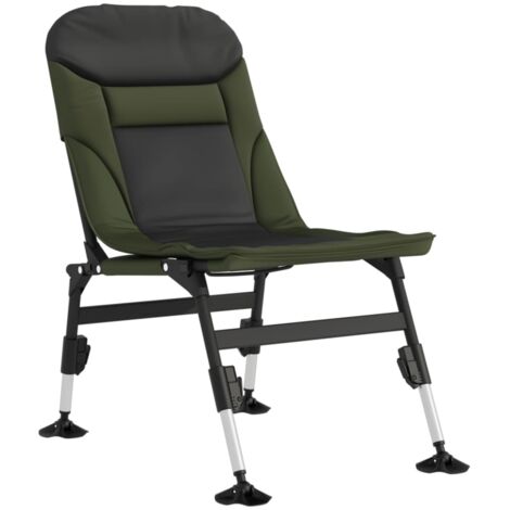Vidaxl – Chaise de camping pliable verte avec pieds réglables – Confort rembourré – Idéale pour terrains accidentés – Durable en acier
