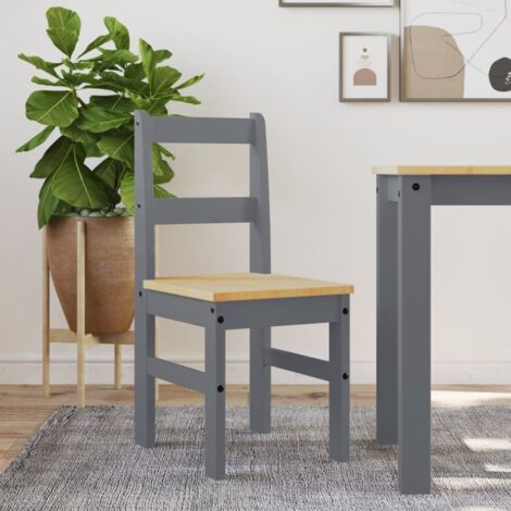 vidaXL Dining Chairs 2 pcs "PANAMA" Grey 40x46x90 cm Solid Wood Pine (1/5)