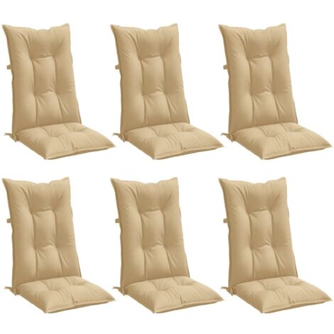 vidaXL Highback Chair Cushions 6 pcs Melange Beige 120x50x7 cm Fabric (1/5)