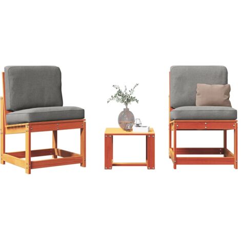 vidaXL 3 Piece Garden Lounge Set Wax Brown Solid Wood Pine (1/5)