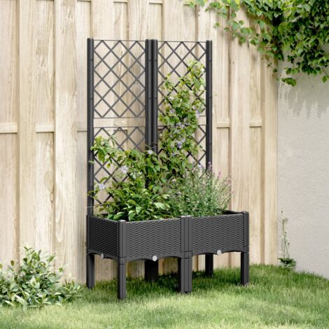 Jardinière avec treillis noir 80x40x142 cm PP vidaXL