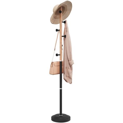 Vidaxl – Porte-manteau noir 177 cm en fer enduit de poudre – 6 patères – Charge maximale 3 kg par crochet – Base stable en plastique avec ciment