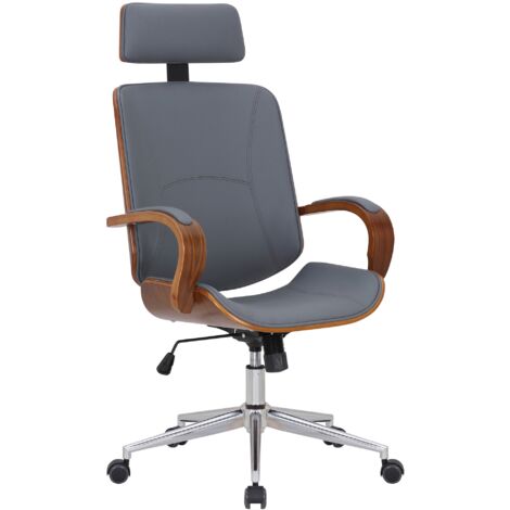 Fauteuil de bureau Dayton en Similicuir Ajustable et pivotant Noyer / Gris