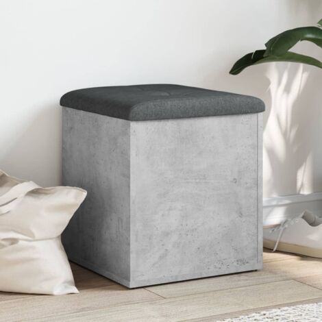 Vidaxl – Banc de rangement gris béton 42x42x45 cm – Bois d'ingénierie – Capacité 110 kg – Coussin épais gris foncé pour confort