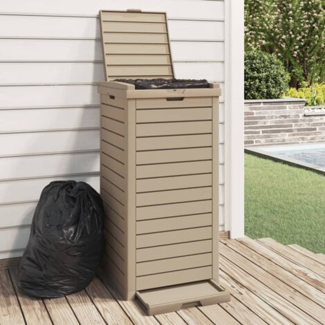 Vidaxl – Poubelle à pédale extérieure 118L – Double couvercle – Polypropylène imitation bois – Résistante aux UV et intempéries