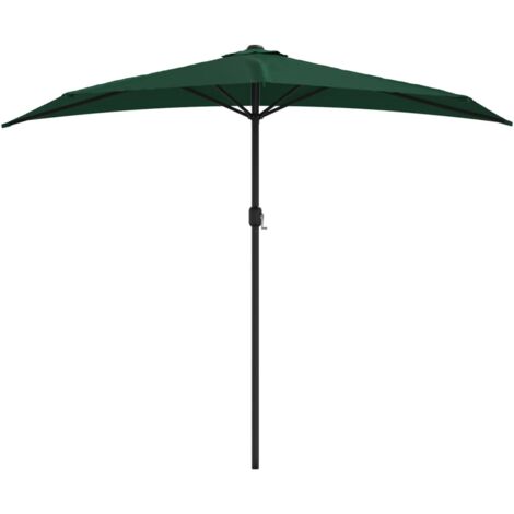 Parasol de balcon avec mât en aluminium Vert 270x144 cm Demi vidaXL