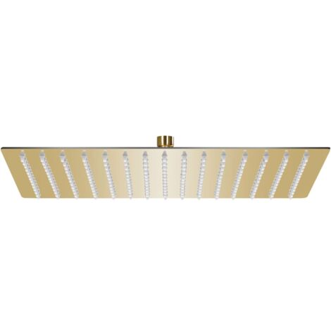 Vidaxl – Pomme de douche pluie rectangulaire 40x30 cm en inox doré – 192 buses anti-calcaire – Articulation pivotante pour angle ajustable