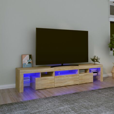 Meuble TV avec lumières LED Chêne sonoma 200x36,5x40 cm vidaXL
