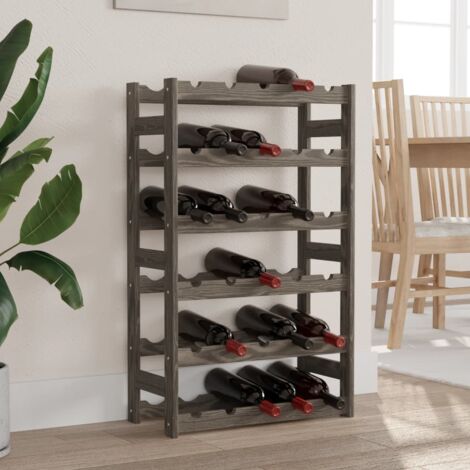 Casier à bouteilles pour 30 bouteilles gris bois pin solide vidaXL