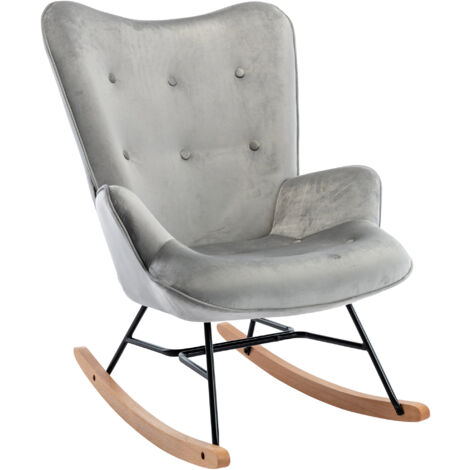 Chaise à bascule de la Sanka en velours gris
