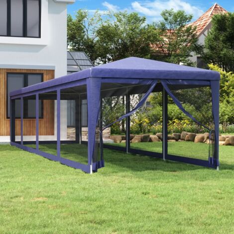 Tente de fête et 10 parois latérales en maille Bleu 3x12 m PEHD vidaXL (1/5)