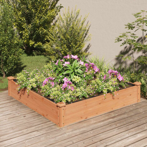 Lit surélevé de jardin doublure 120x120x25 cm bois massif sapin vidaXL