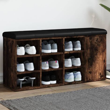 vidaXL Shoe Bench Smoked Oak 102x32x50 cm Engineered Wood